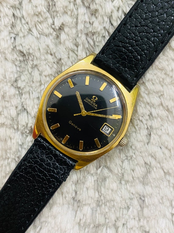Vintage Omega Geneve Swiss Movement Black Dial Date/day Men's