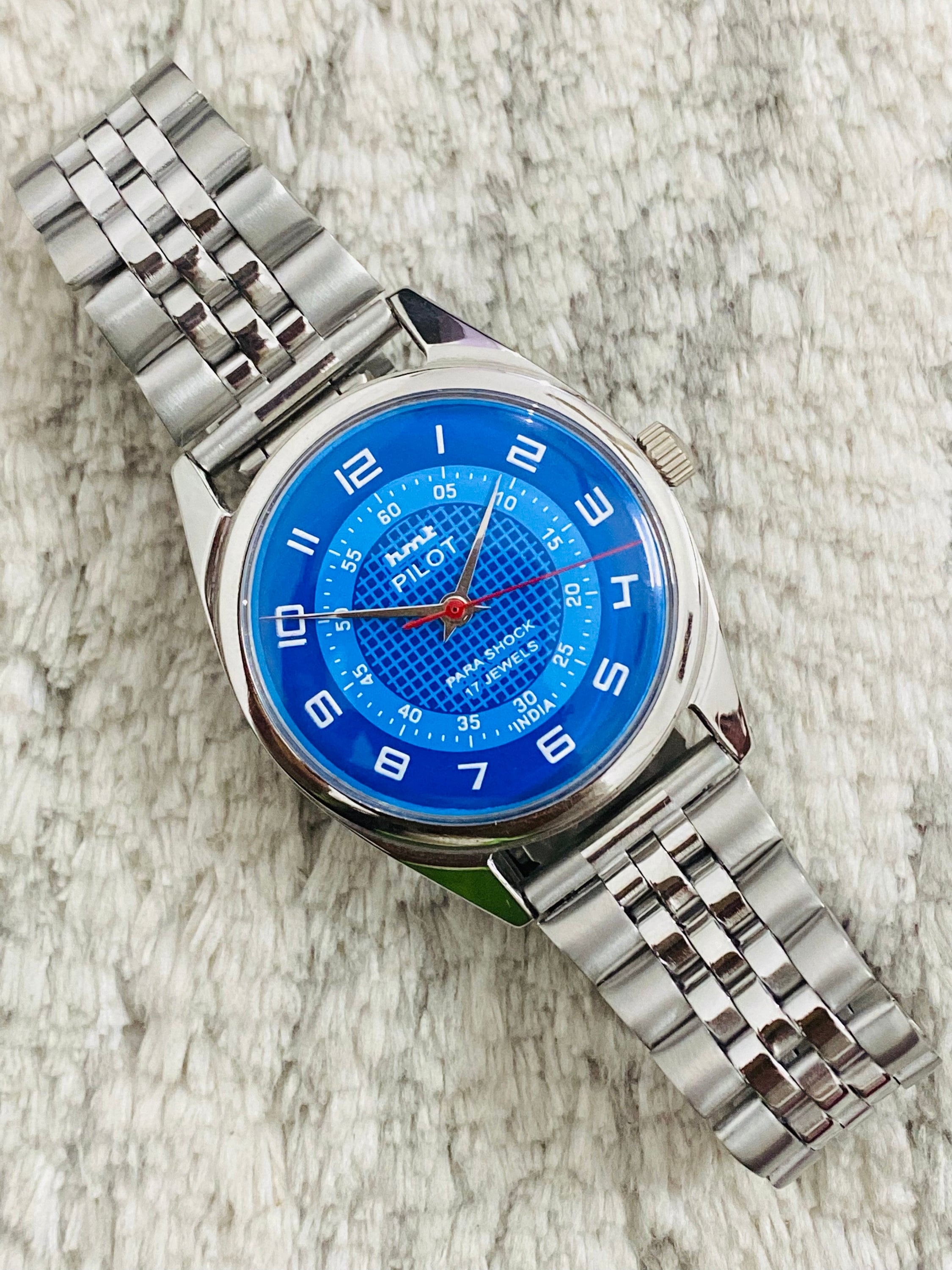 Vintage HMT Pilot Mechanical Handwinding Blue Dial 17jewels Mens