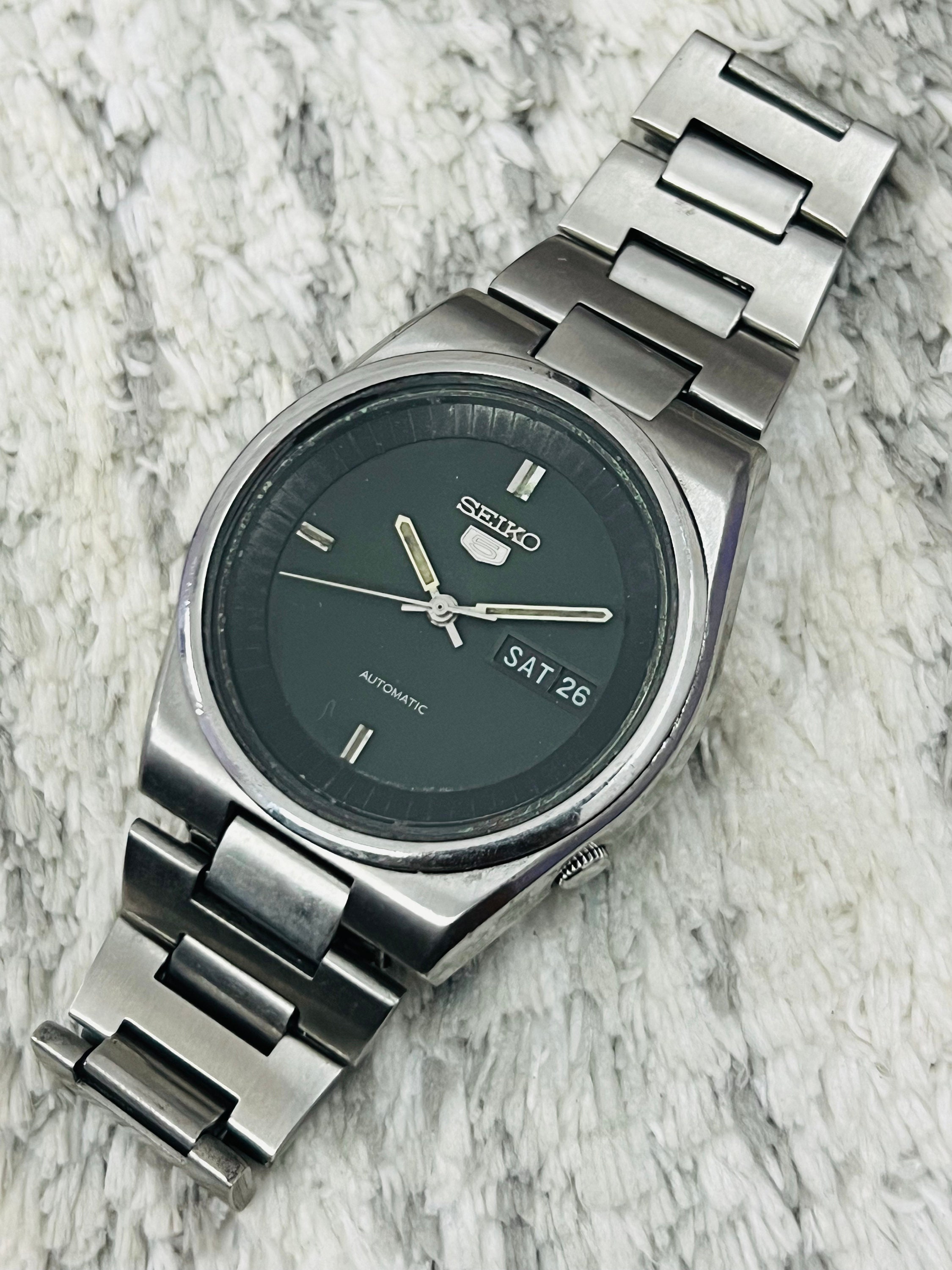 Vintage Seiko 5 Automatic Movement No.6309-611a Black Dial Day