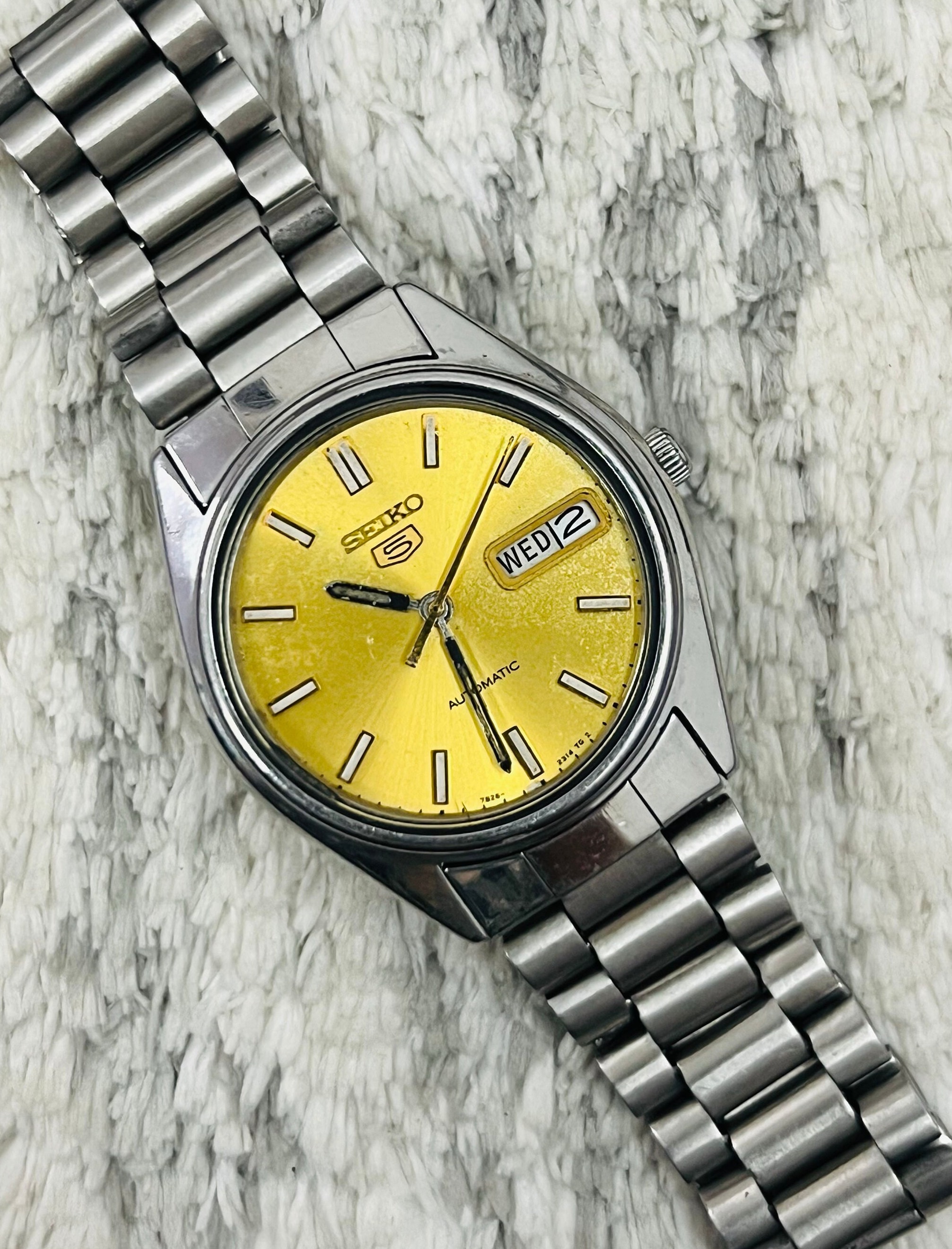 Vintage Seiko 5 Automatic Movement No.6309-6240 Yellow Dial