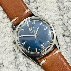 Vintage Enicar 17 Star Jewels Manual Winding Blue Dial Swiss Made Men’s Wrist watch ETA Movement~ Swiss Made~ Gift for him