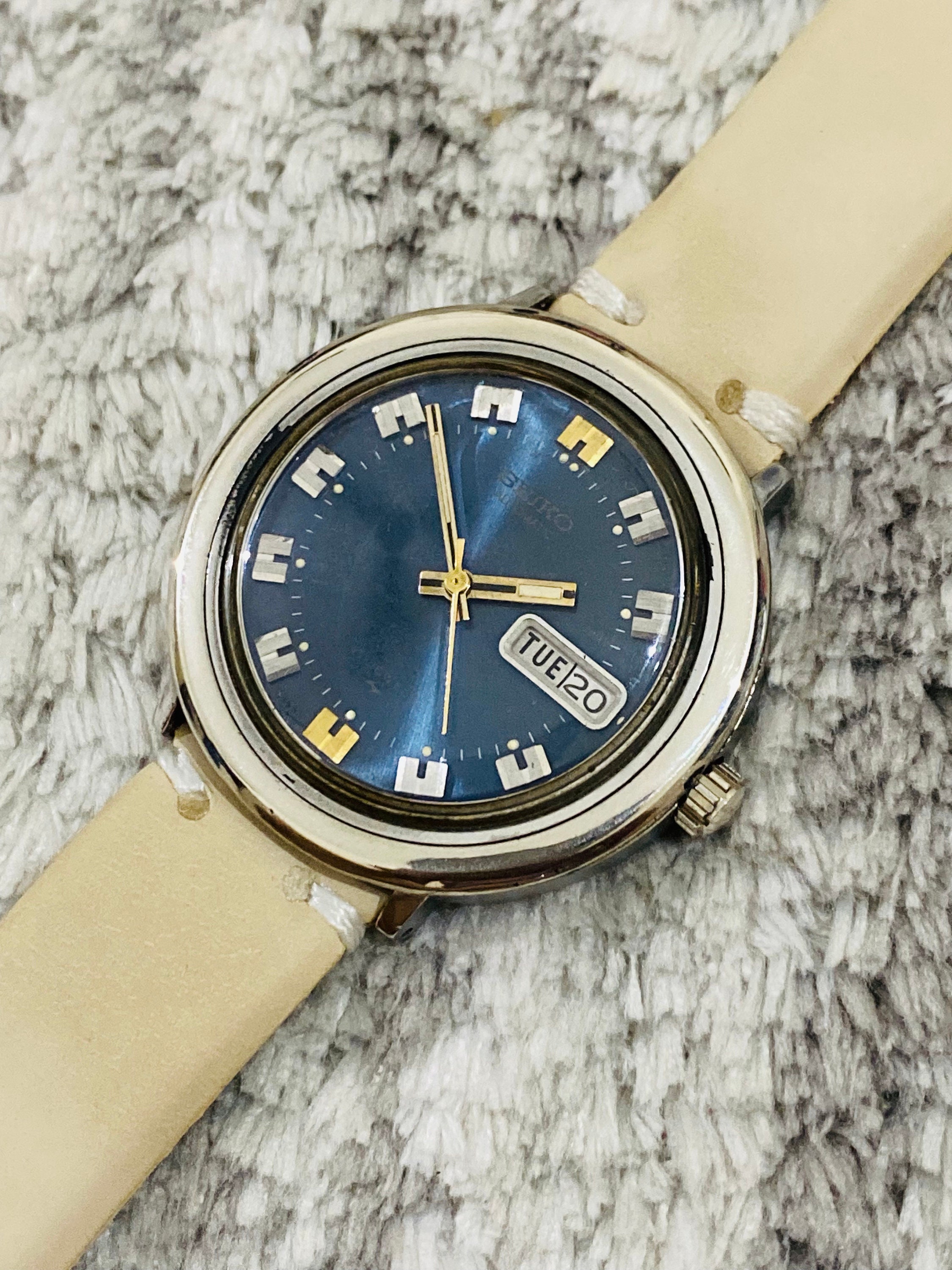 Vintage Seiko Automatic Watch, Blue Dial, Day/date, 17 Jewels - Etsy
