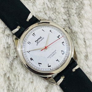 Vintage HMT Janata Mechanical Arabic Numerals Handwinding White Dial 17Jewels Mens Wrist Watch