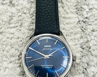 Vintage HMT Janata Manual Winding Rare Blue Dial 17jewels