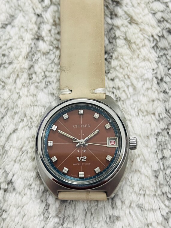 ヴィンテージ CITIZEN 自動巻き腕時計 ブラウン シチズン ドーム型風防 ヴィンテージ CITIZEN 自動巻き腕時計 ブラウン シチズン ドーム