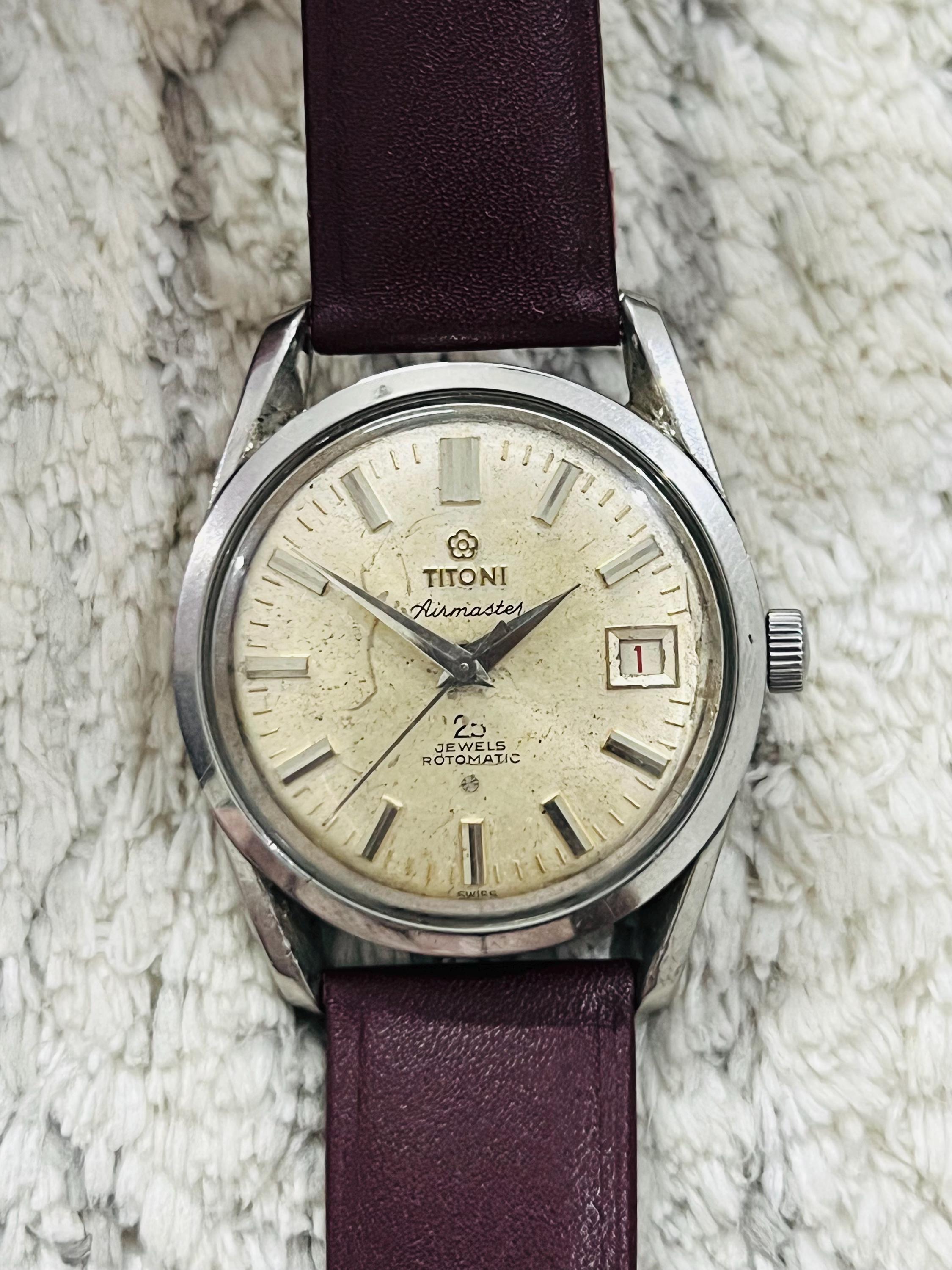 TITONI AIRMASTER 25石メンズ手巻き腕時計 Used Titoni Airmaster 25 Jewels Rotomatic Automatic Swiss Made