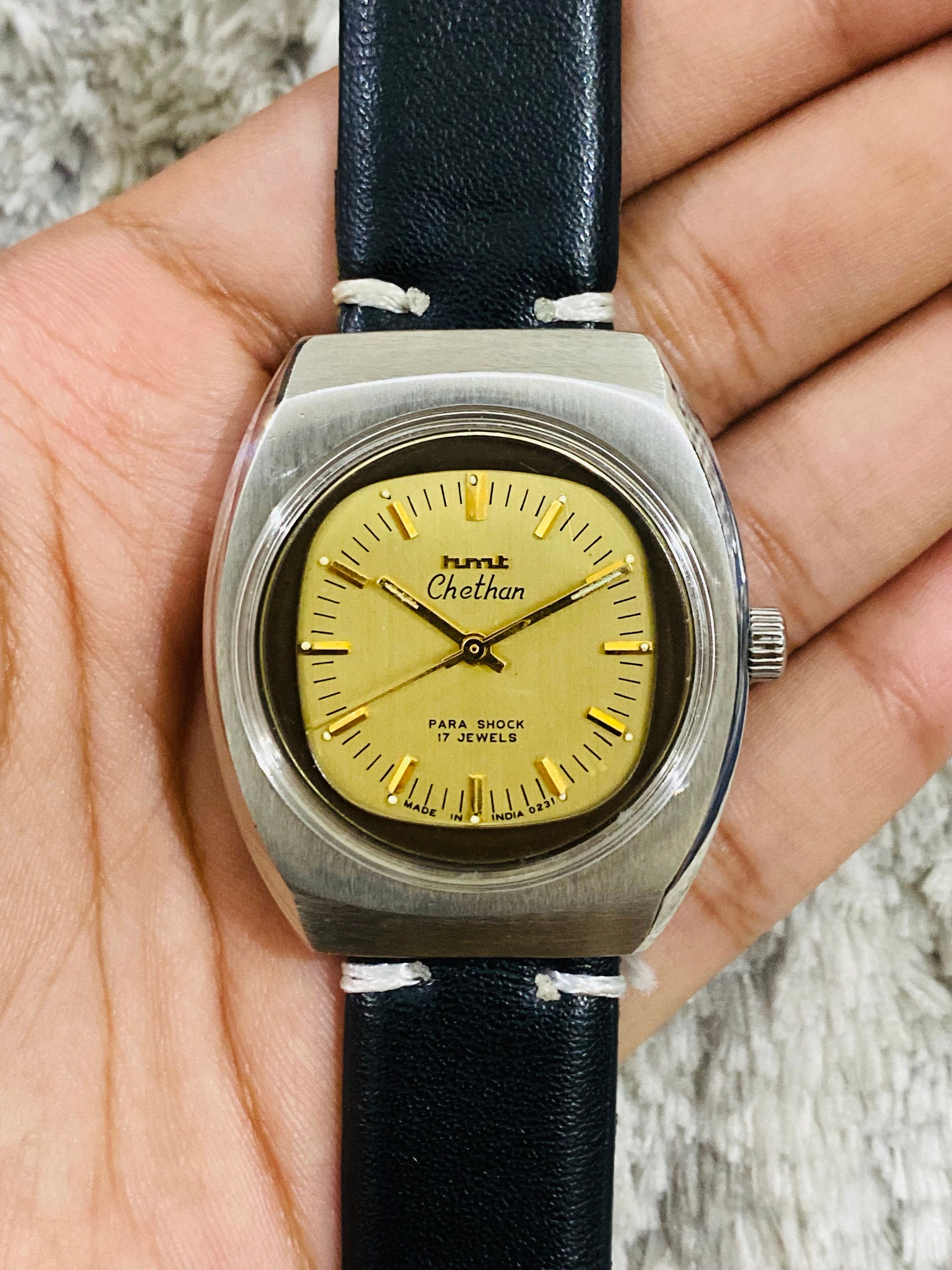 Vintage HMT Chethan mechanisch handopwindbaar 17 juwelen herenpolshorloge Etsy Nederland