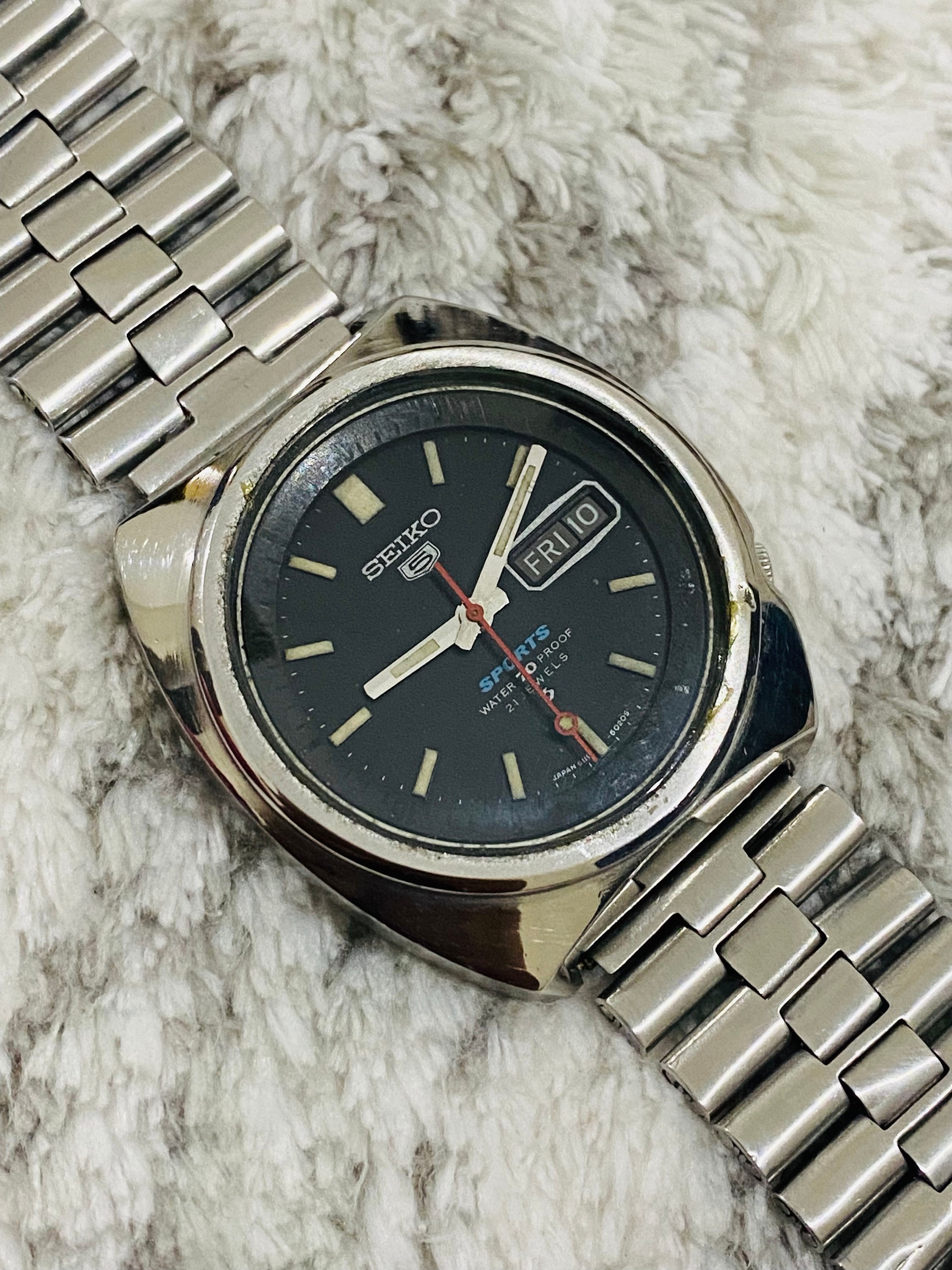 Vintage Seiko 5 Sports Mechanical Automatic Black Dial - Etsy