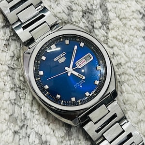 Vintage Seiko 5 Automatic Blue Dial Date/Day 21Jewels Movement No 6119-8273 Japan Made Men&#39;s Wrist Watch~ Gift for him