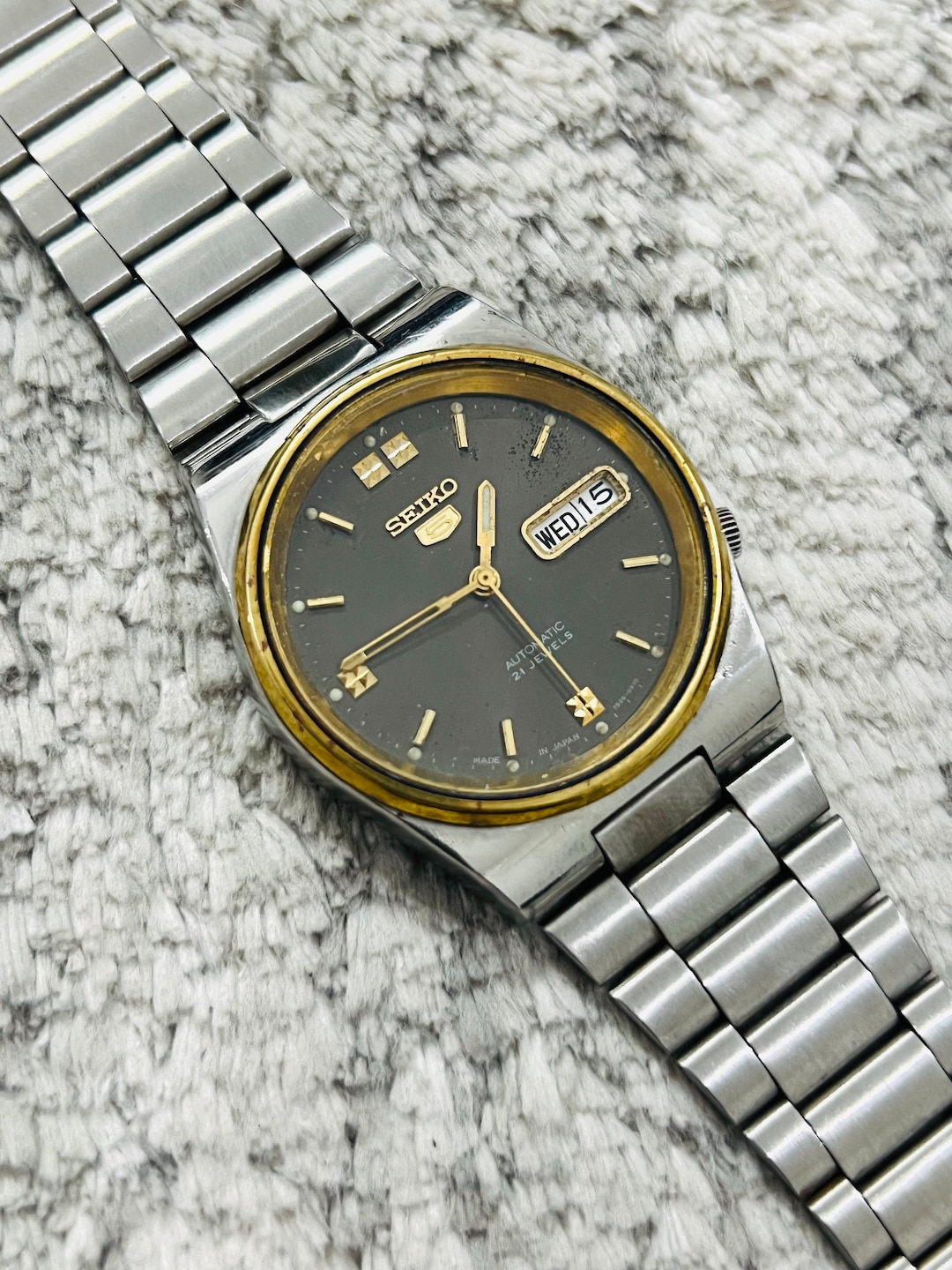 ヴィンテージ セイコー5 自動巻き 腕時計 SEIKO 7009-3171 ヴィンテージ レア セイコー 5 自動巻き グレー ダイヤル ムーブメント