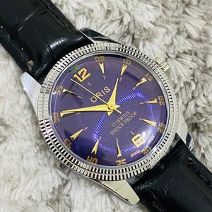 Rare Vintage ORIS Purple Dial Hand Winding Wrist watch Men&#39;S Gents FHF Movement ST-96 Swiss~ Christmas Sale