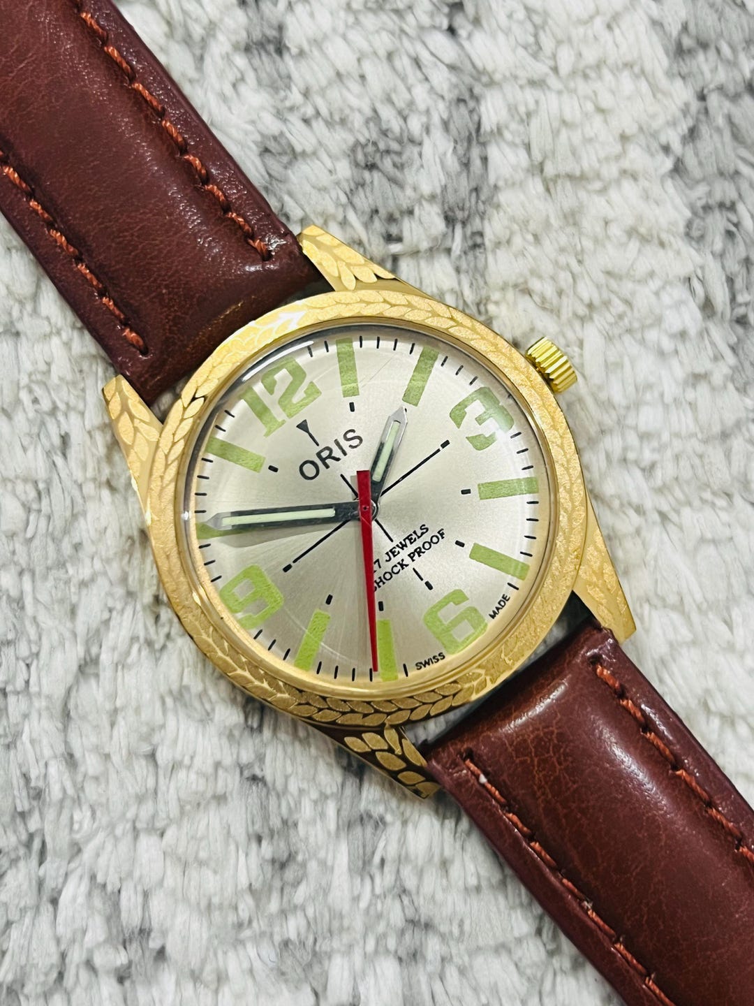 Seltene Vintage ORIS Handaufzug Silber Zifferblatt FKW Uhrwerk ST