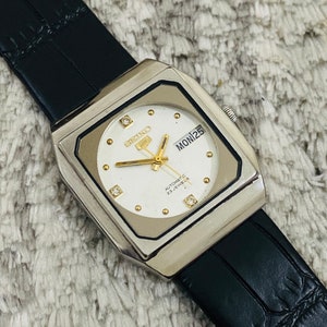 Seiko Reloj automático de acero inoxidable con esfera blanca SNXG47 5 para  hombre, Blanco, Reloj automático