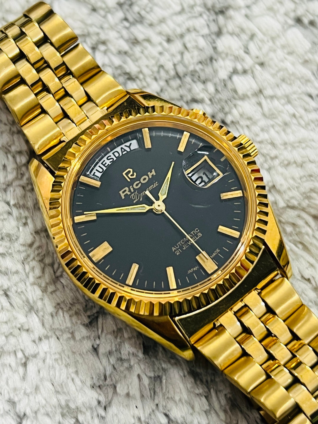 Vintage Ricoh President Automatic 21jewel Date/day Black Dial