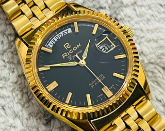 Vintage Ricoh President Automatic 21jewel Date/day Black Dial
