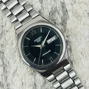 Vintage Seiko 5 Automatic Black Dial Day/Date Men&#39;s Wrist Watch~ Japan Made~ Gift for him