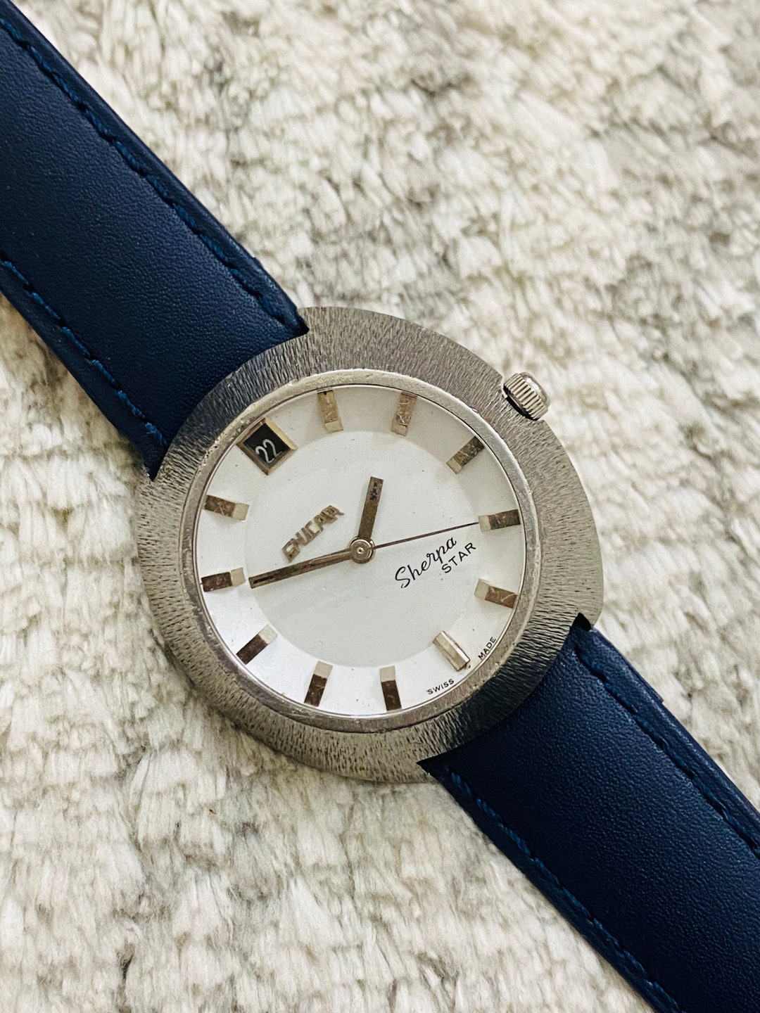 Vintage Rare Enicar Sherpa Star White Dial @date Swiss Made