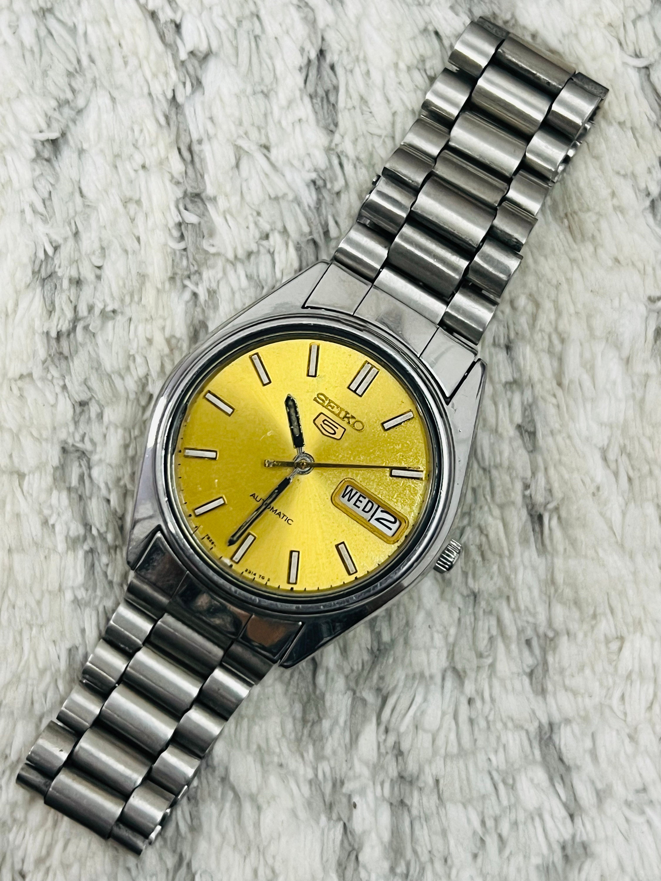 Vintage Seiko 5 Automatic Movement No.6309-6240 Yellow Dial Day