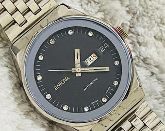 Vintage Enicar Automatic Black Dial 25 Jewels Swiss Made Men's