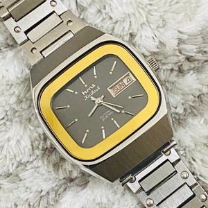 Vintage Original HMT Kailash Automatik 21Jewels Graues Zifferblatt Datum / Tag Herren Armbanduhr ~ Made in Indien ~ Geschenk für ihn ~ Weihnachtsverkauf