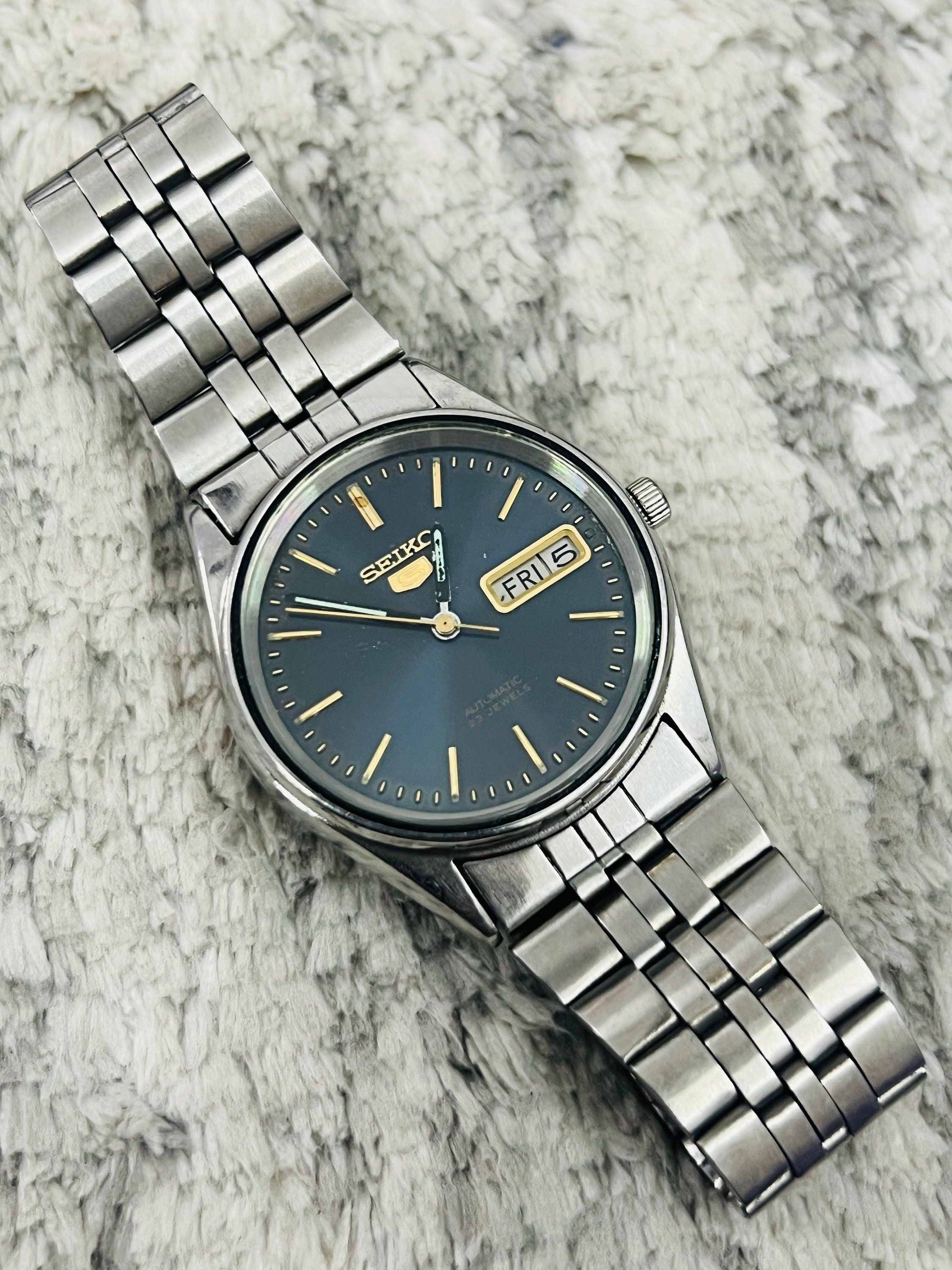 Vintage Rare Seiko Automatic Blue Dial Movement Day