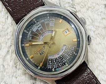 Vintage Orient Perpetual Calendar Automatic Watch, Green Dial