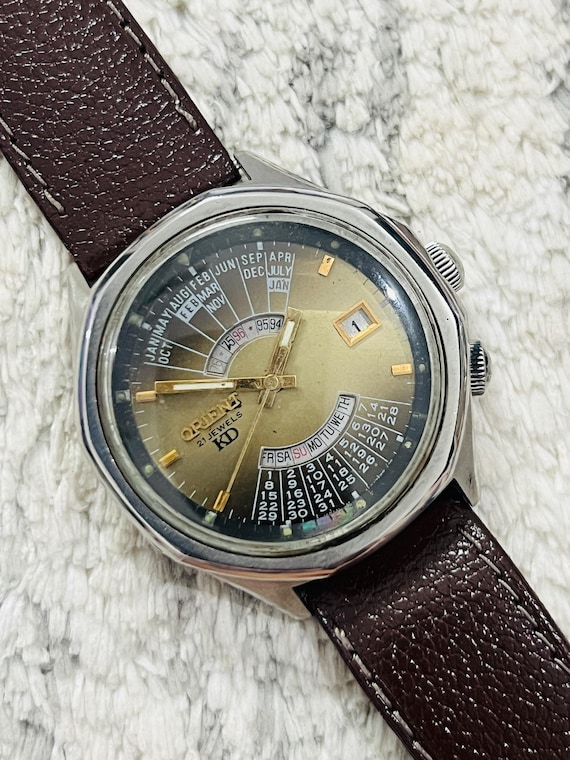 Vintage Orient Perpetual Calendar Automatic Watch, Green Dial - Etsy