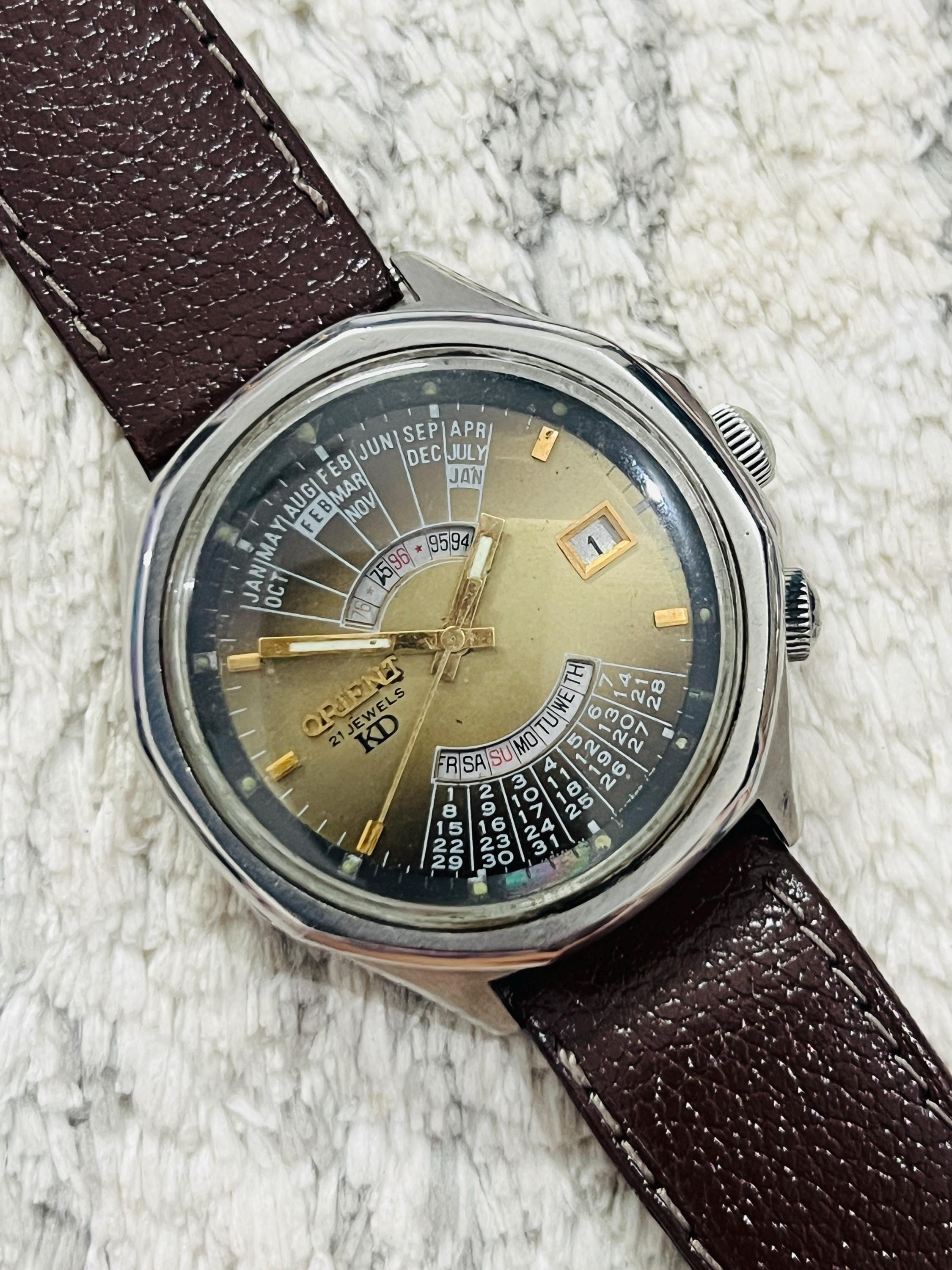 Vintage Orient Perpetual Calendar Automatic Watch, Green Dial - Etsy