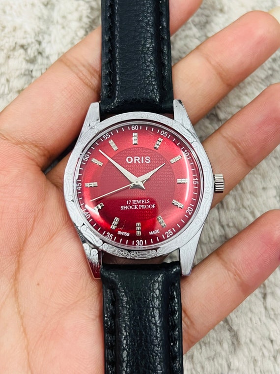 Rare Vintage ORIS Handwinding Red Dial FHF Movement ST 96 Swiss Wrist Watch Swiss Made Gift for Him her Etsy Canada