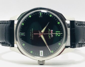 ヴィンテージ HMT パイロット 機械式手巻き 17 石 ブラック ダイヤル