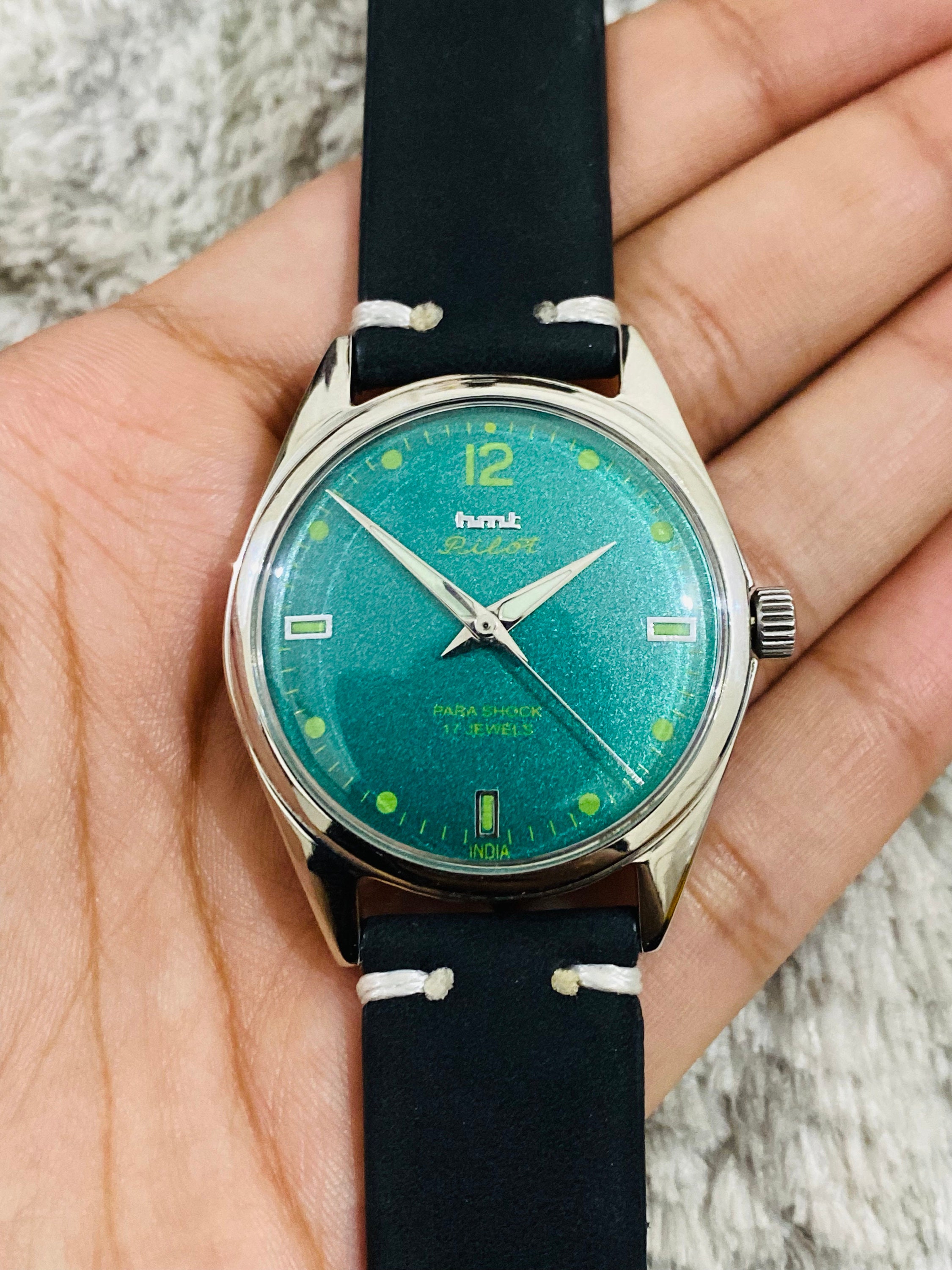 Vintage HMT Pilot Mechanical Handwinding Watch ~ Green Dial