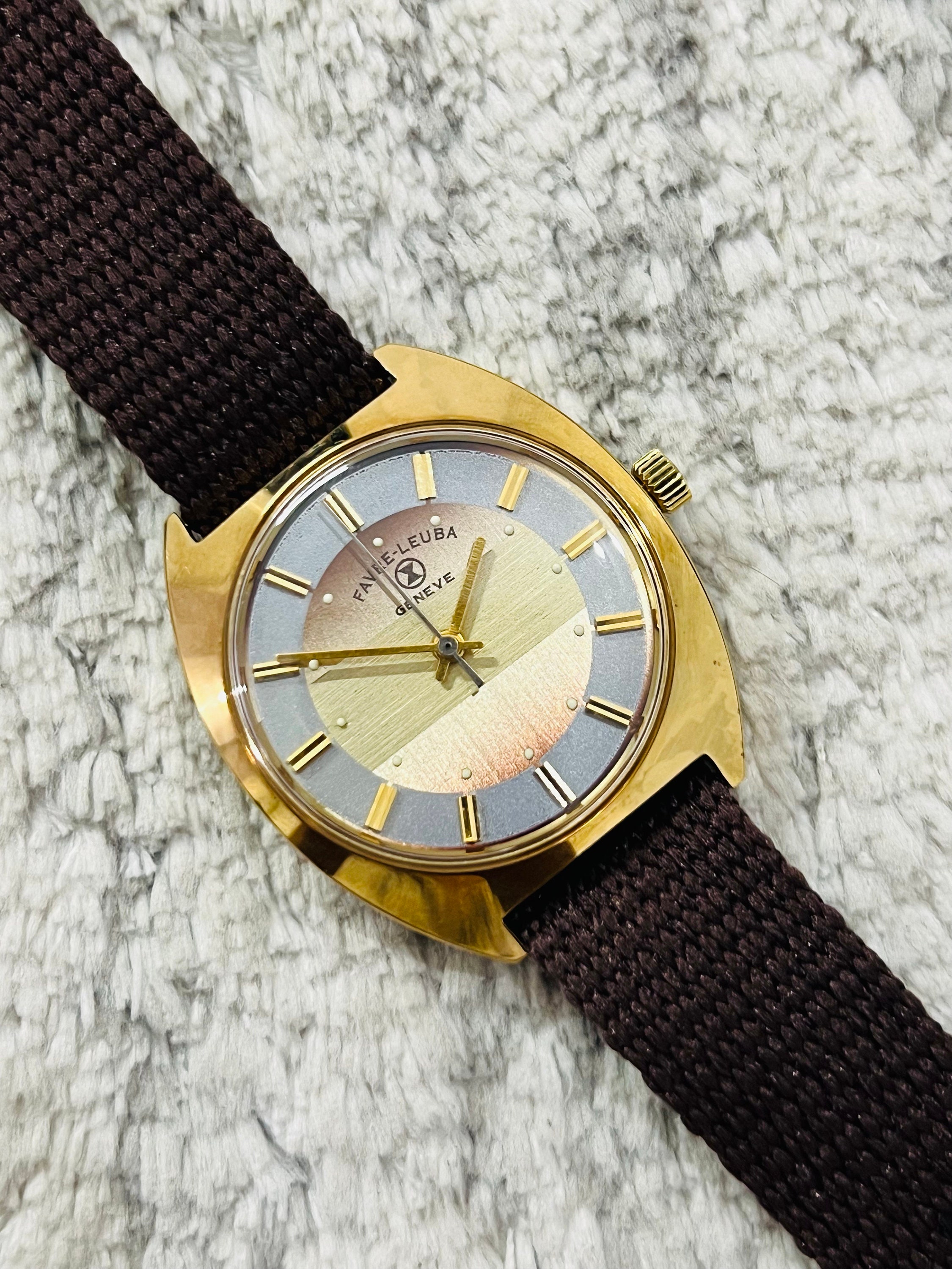 Vintage Favre Leuba Geneve Double Shade Dial Mechanical