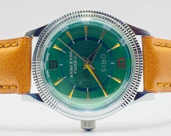 Vintage Rare ORIS Green Dial Mechanical Hand Winding ST-96 Swiss