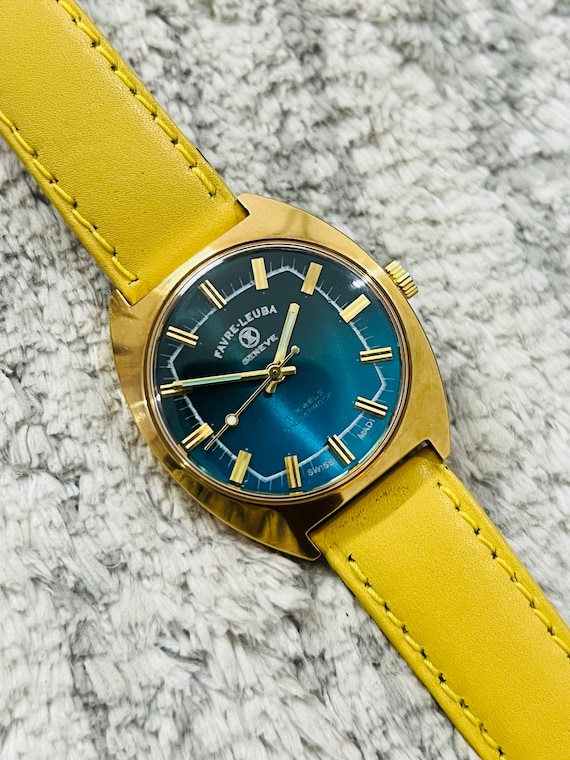 Vintage Favre Leuba Geneve Blue Dial Mechanical Handwinding
