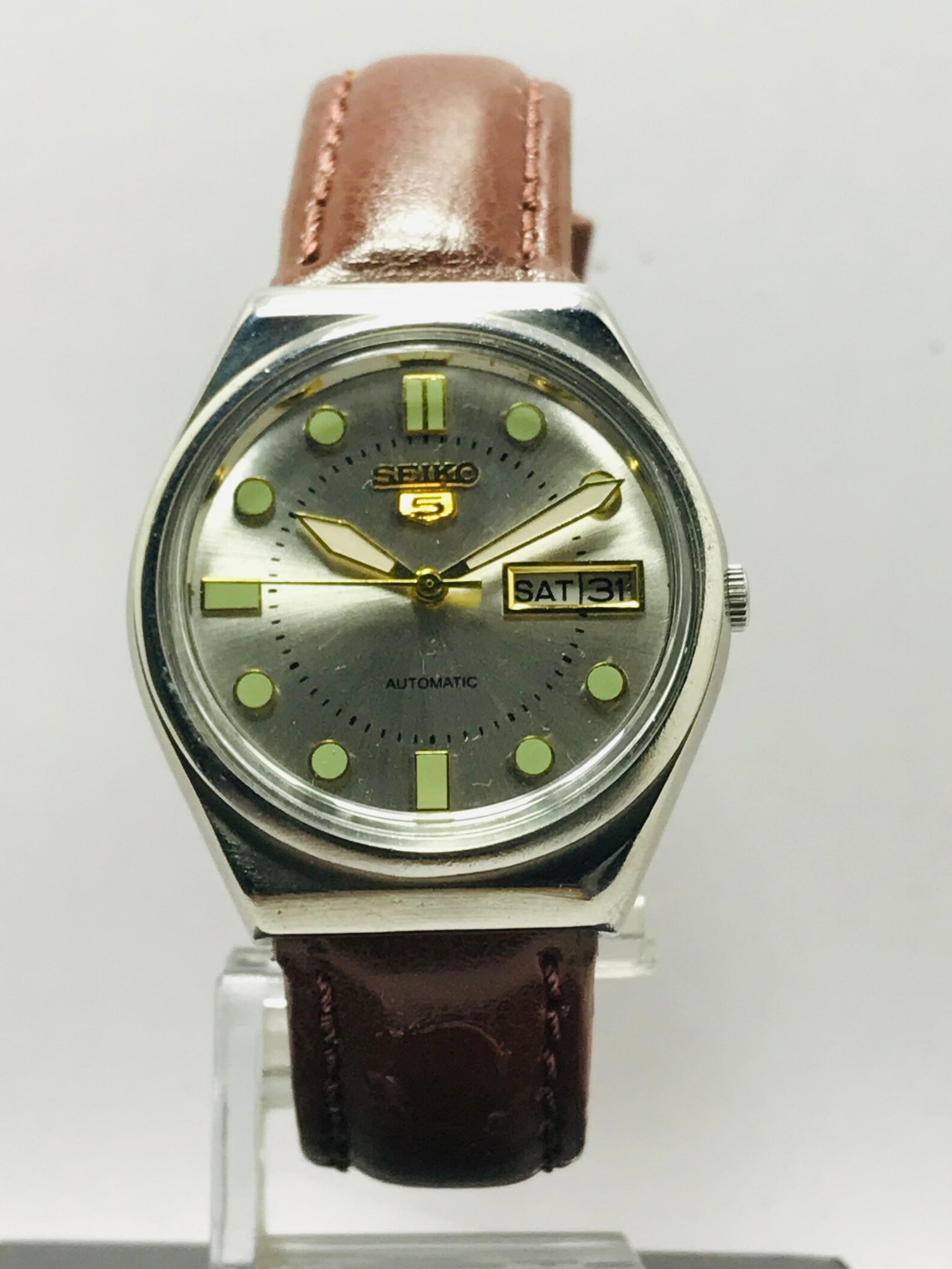 Vintage Seiko 5 Automatic 21 Jewel Movement No.7009 Day Date Etsy