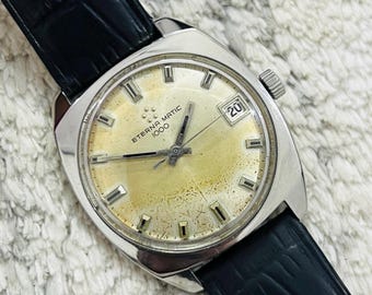 Vintage Eterna-Matic 1000 Swiss Automatic Watch – Shockproof – 1960s – Mid-Century Mechanical – Collector’s Timepiece