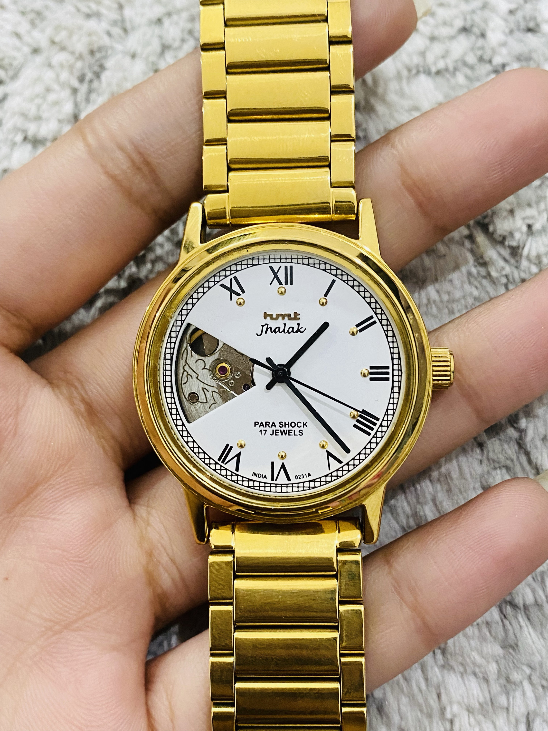 Rare Original HMT Jhalak Handwinding 17jewels White Dial With