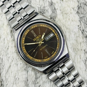 Vintage Seiko 5 Automatic Brown Dial Day/Date Men&#39;s Wrist Watch~ Japan Made~ Gift for him