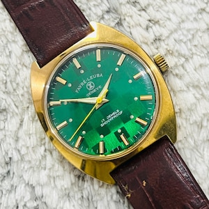 Vintage Favre Leuba Geneve Green Dial Mechanical Handwinding 17Jewels Cal 101 Swiss Made Wrist Watch~ Swiss Made~ Gift for him/her