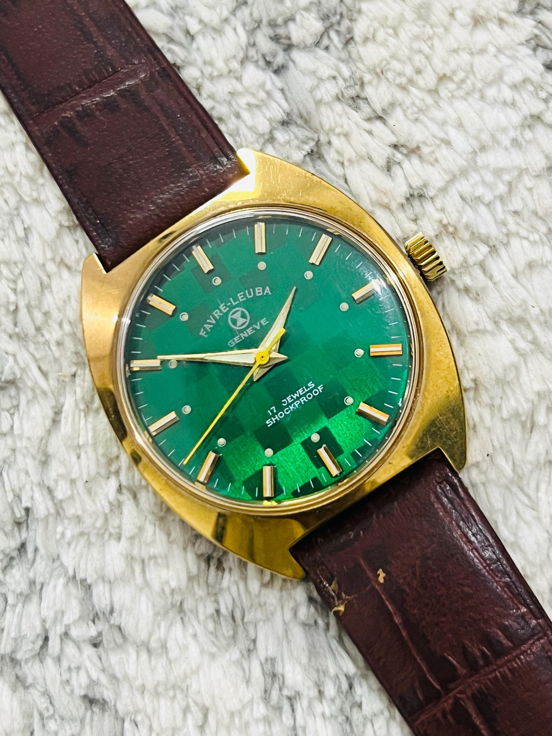 FAVRE-LEUBA ビンテージモデル　純正ケース　グリーン Vintage Favre Leuba Geneve Green Dial Mechanical Handwinding