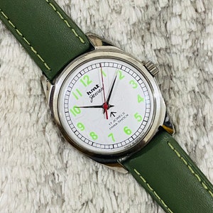 Vintage HMT Jawan Mechanical Handwinding White Dial 17Jewels Mens Wrist Watch