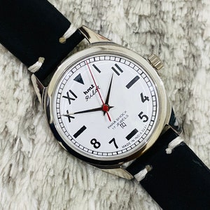 Vintage HMT Pilot Mechanical Handwinding White Dial 17Jewels Mens Wrist Watch