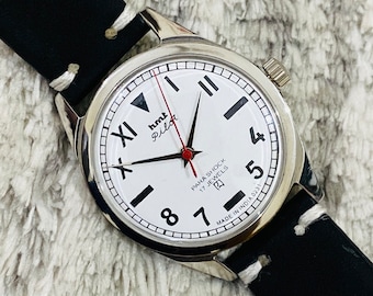 Vintage HMT Pilot Mechanical Handwinding White Dial 17Jewels Mens Wrist Watch