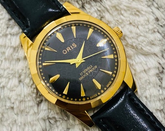 Rare Vintage ORIS Black Dial Hand Winding FHF Movement ST-96