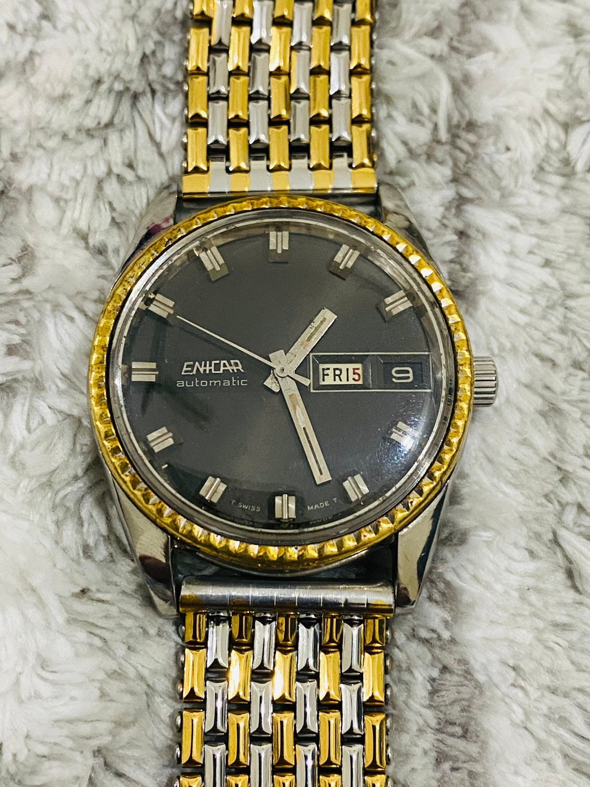 Vintage Enicar Automatic Tropical Grey Dial 25 Jewels Swiss
