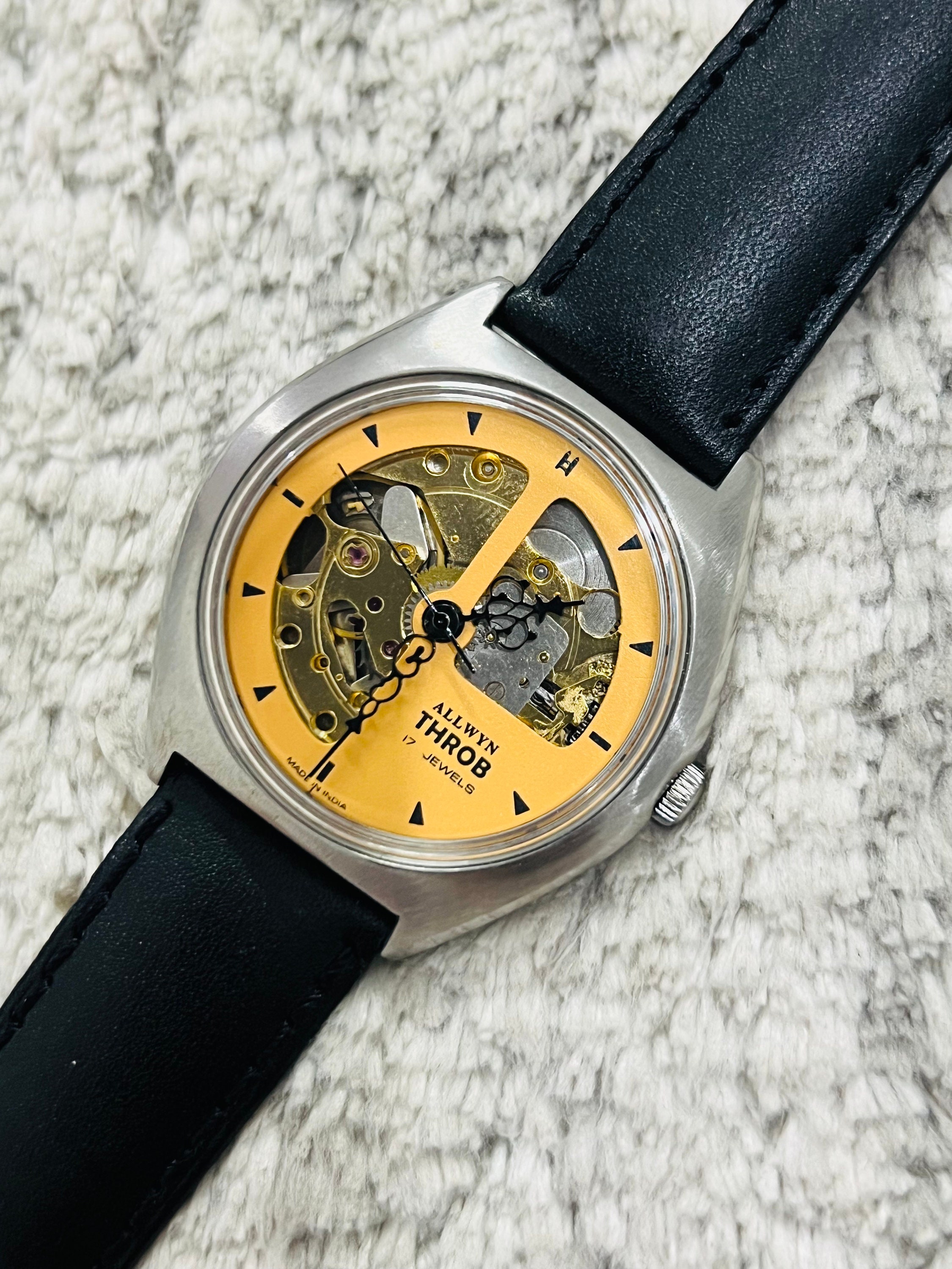 Vintage Allwyn Throb 17jewels Automatic Skeleton Mens Wrist Watch~ Made ...