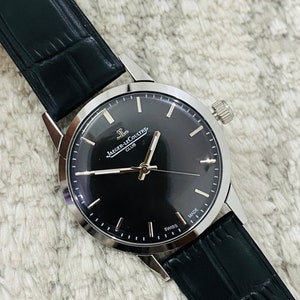 Vintage Jaeger LeCoultre Club Manual Winding Swiss Made Black Dial Date/Day Men’s Watch~ Swiss Made~ Valentine gift for him