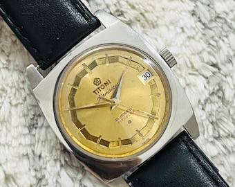 Vintage Titoni Cosmo King 25 Jewels Rotomatic Black Dial
