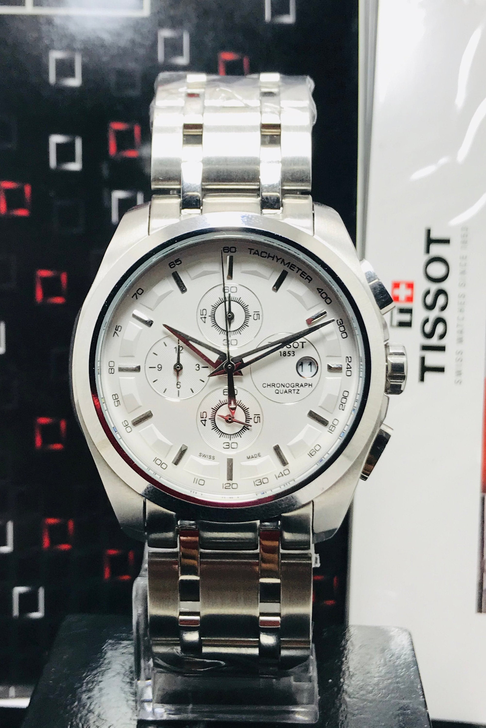 TISSOT Tachymeter Chronograph White Swiss Made Luxury Watch Etsy
