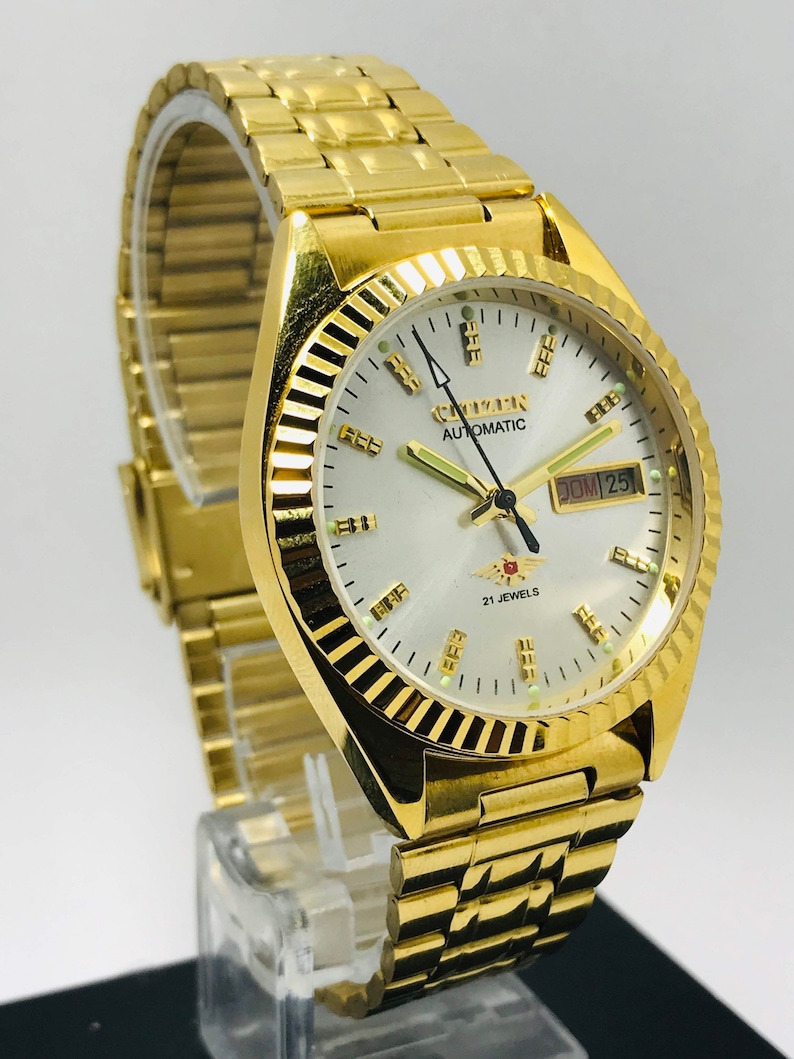 Vintage citizen Gold Color automatic 21 jewel day date Etsy